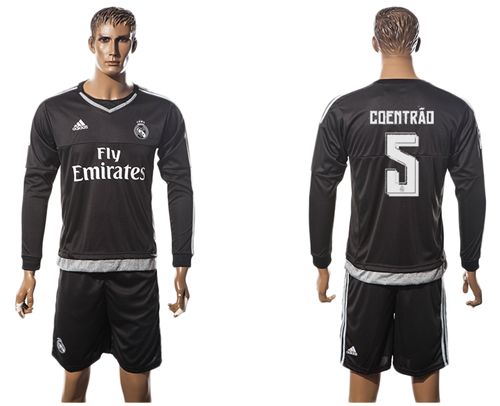 Real Madrid #5 Coentrao Black Long Sleeves Soccer Club Jersey