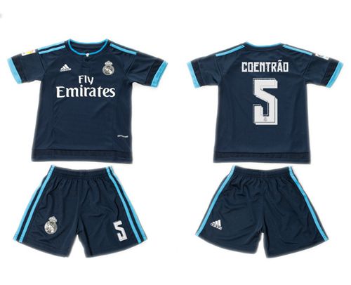 Real Madrid #5 Coentrao Dark Blue Kid Soccer Club Jersey
