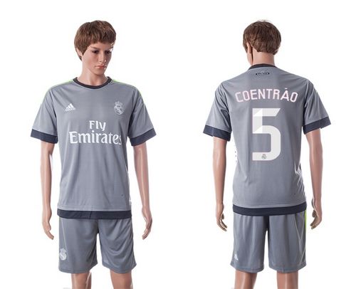 Real Madrid #5 Coentrao Grey Soccer Club Jersey