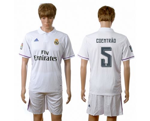 Real Madrid #5 Coentrao White Home Soccer Club Jersey