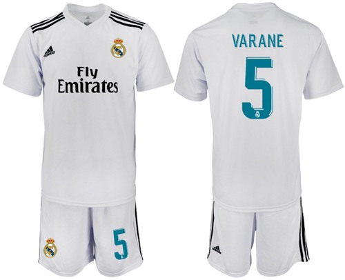 Real Madrid #5 Varane White Home Soccer Club Jersey