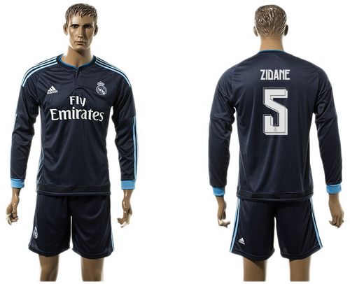Real Madrid #5 Zidane SEC Away Long Sleeve Soccer Club Jersey