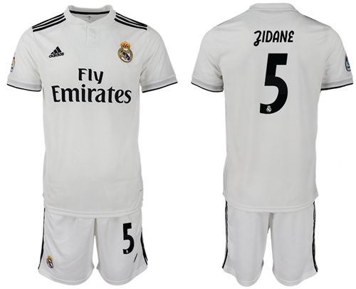 Real Madrid #5 Zidane White Home Soccer Club Jersey