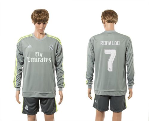 Real Madrid #7 Ronaldo Away Long Sleeves Soccer Club Jersey