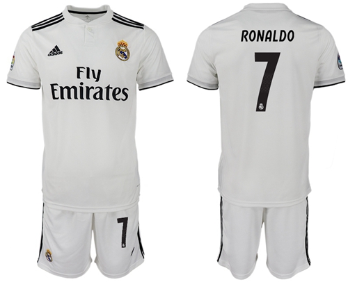 Real Madrid #7 Ronaldo White Home Soccer Club Jersey