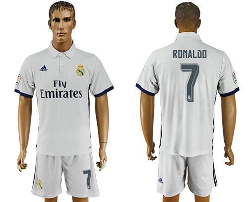 Real Madrid #7 Ronaldo White Home Soccer Club Jersey