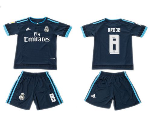 Real Madrid #8 Kroos Dark Blue Kid Soccer Club Jersey