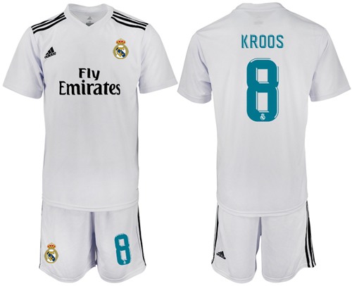 Real Madrid #8 Kroos White Home Soccer Club Jersey