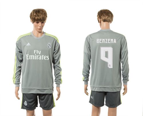 Real Madrid #9 Benzema Away Long Sleeves Soccer Club Jersey