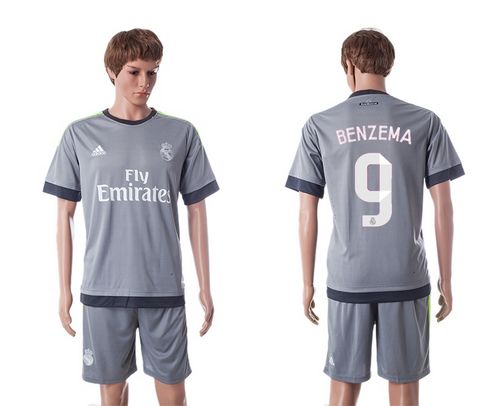 Real Madrid #9 Benzema Grey Soccer Club Jersey