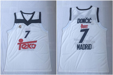 Real Madrid 7 Luka Doncic White Black Basketball Home Jersey 2017-18