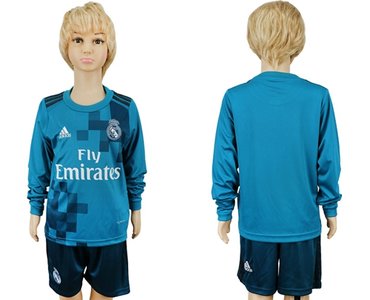 Real Madrid Blank Sec Away Long Sleeves Kid Soccer Club Jersey