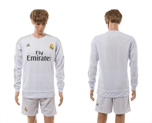 Real Madrid Blank White Home Long Sleeves Soccer Club Jersey