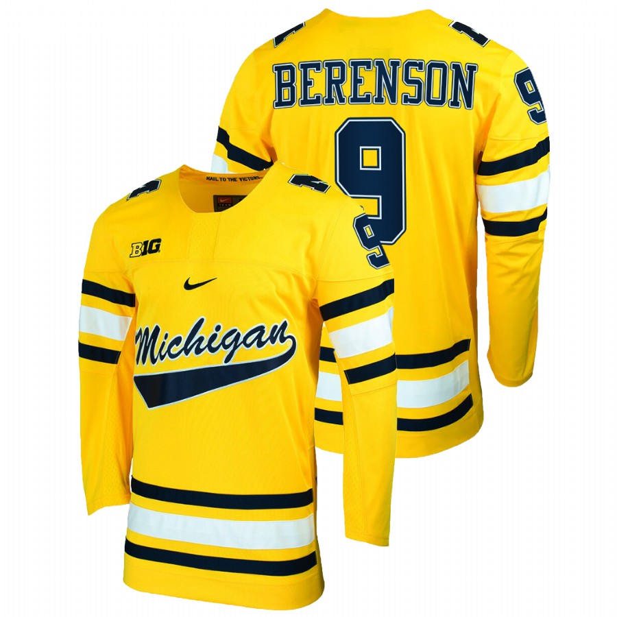 Red Berenson College Hockey Michigan Wolverines Maize Jersey