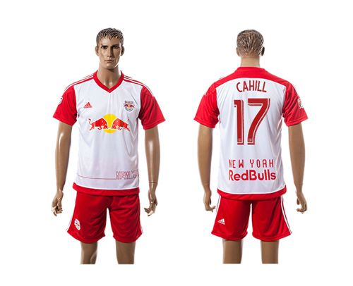 Red Bull #17 Cahill White Home Soccer Club Jersey