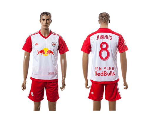Red Bull #8 Juninho White Home Soccer Club Jersey