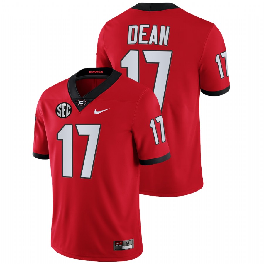 Red Men Georgia Bulldogs Nakobe Dean College Football Game Jersey