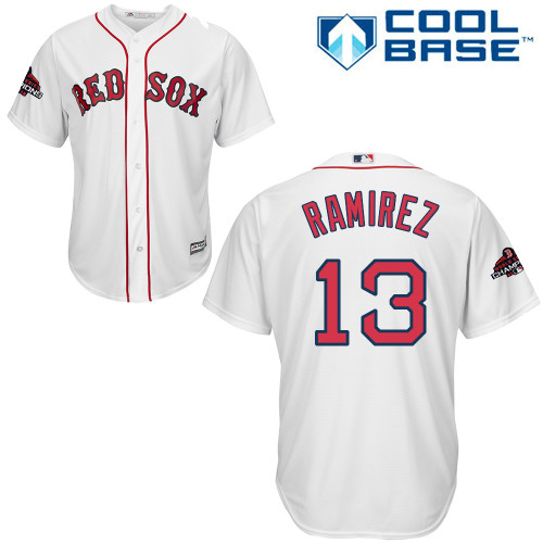 Red Sox #13 Hanley Ramirez White Cool Base 2018 World Series Champions Stitched Youth MLB Jersey