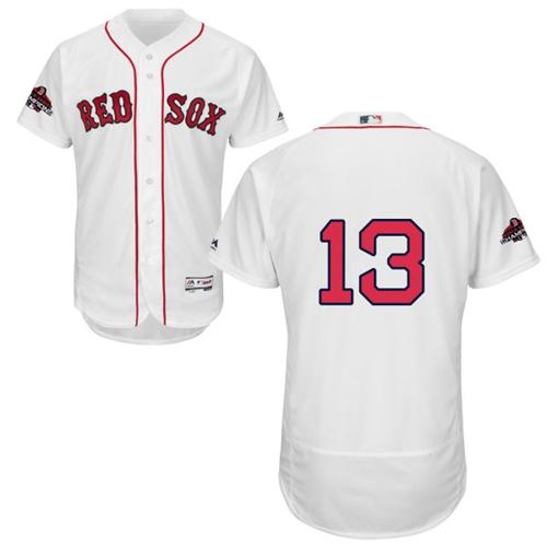 Red Sox #13 Hanley Ramirez White Flexbase Authentic Collection 2018 World Series Champions Stitched MLB Jersey