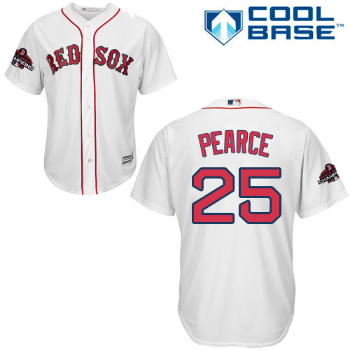 Red Sox #25 Steve Pearce White Cool Base 2018 World Series Champions Stitched Youth MLB Jersey
