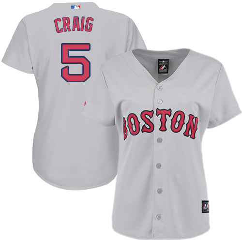 Red Sox #5 Allen Craig Grey Road Women's Stitched MLB Jersey