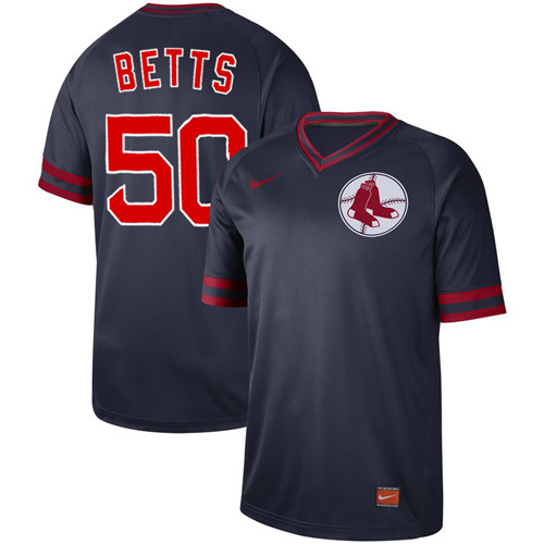 Red Sox 50 Mookie Betts Navy Throwback Jersey