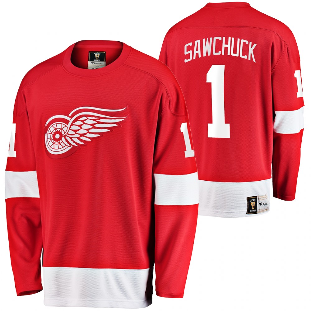 Red Wings #1 Terry Sawchuck Red Retired Player Jersey