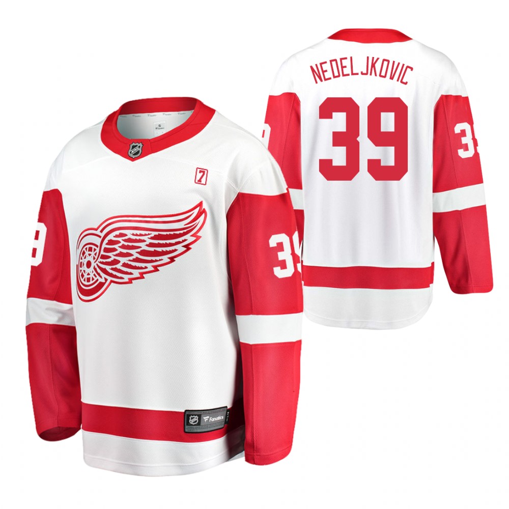 Red Wings #39 Alex Nedeljkovic Red 2021 Home Jersey