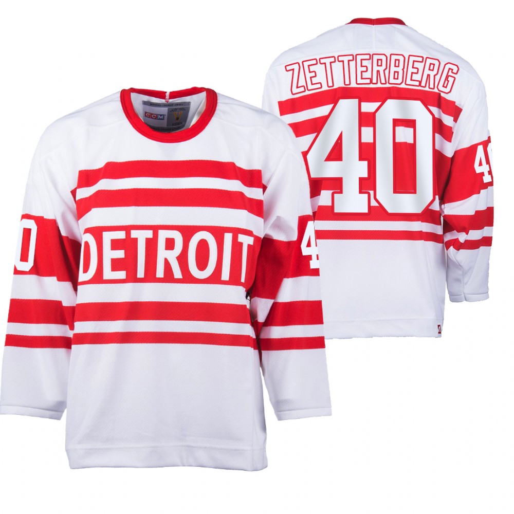 Red Wings #40 Henrik Zetterberg White Heritage Classic Jersey