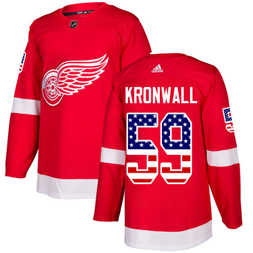 Red Wings #59 Niklas Kronwall Red Home Authentic USA Flag Stitched Hockey Jersey