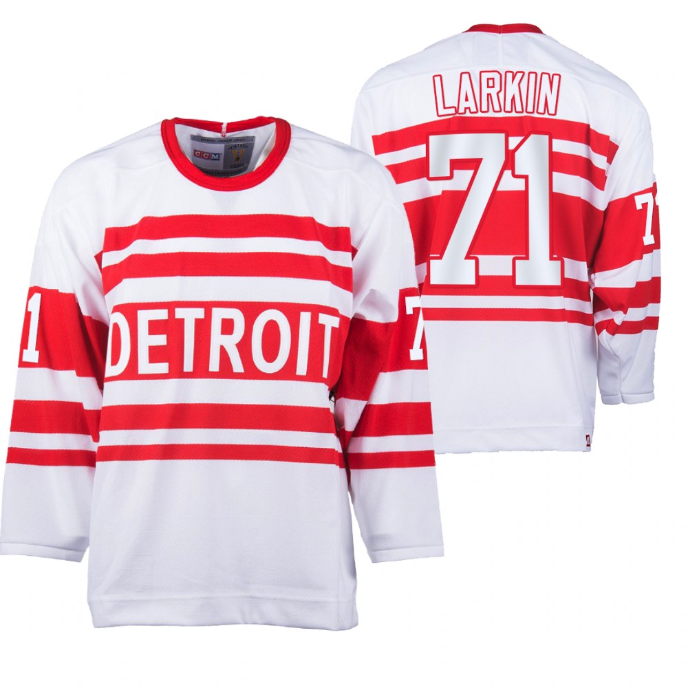 Red Wings #71 Dylan Larkin White Heritage Classic Jersey