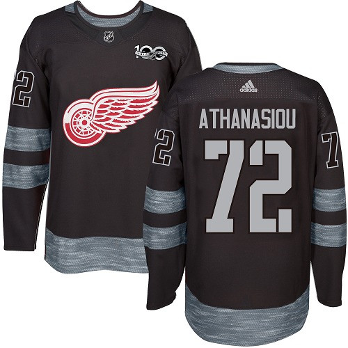 Red Wings #72 Andreas Athanasiou Black 1917-2017 100th Anniversary Stitched Hockey Jersey