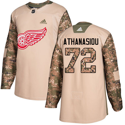 Red Wings #72 Andreas Athanasiou Camo Authentic 2017 Veterans Day Stitched Hockey Jersey