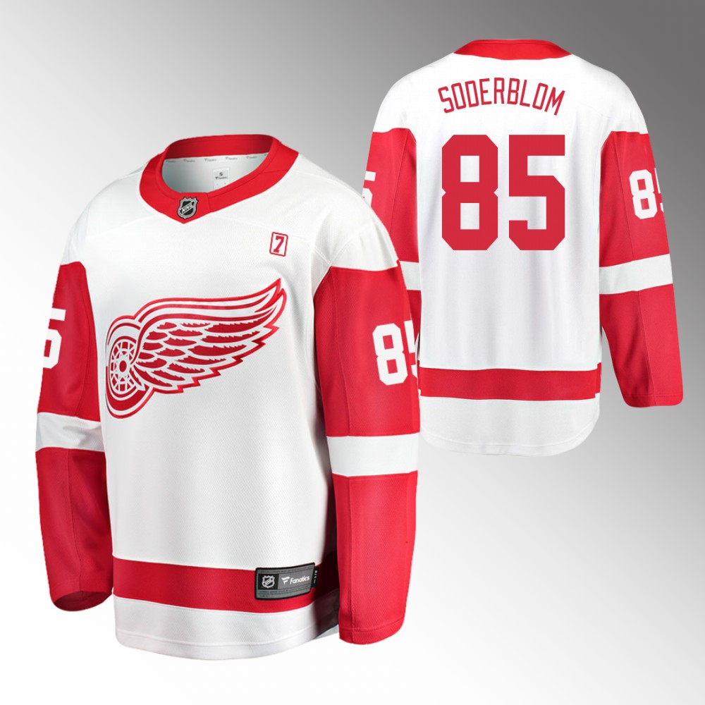 Red Wings #85 Elmer Soderblom White Away Jersey