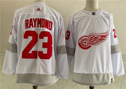 Red Wings 23 Lucas Raymond White 2020-21 Reverse Retro Adidas Jersey