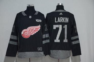Red Wings 71 Dylan Larkin Black 100th Anniversary Adidas Jersey