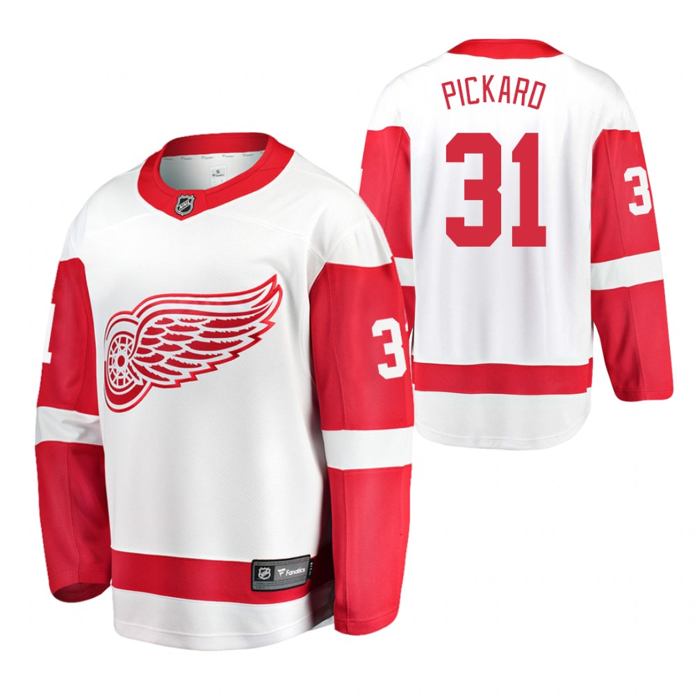 Red Wings Calvin Pickard Jersey Away White Breakaway Player Men