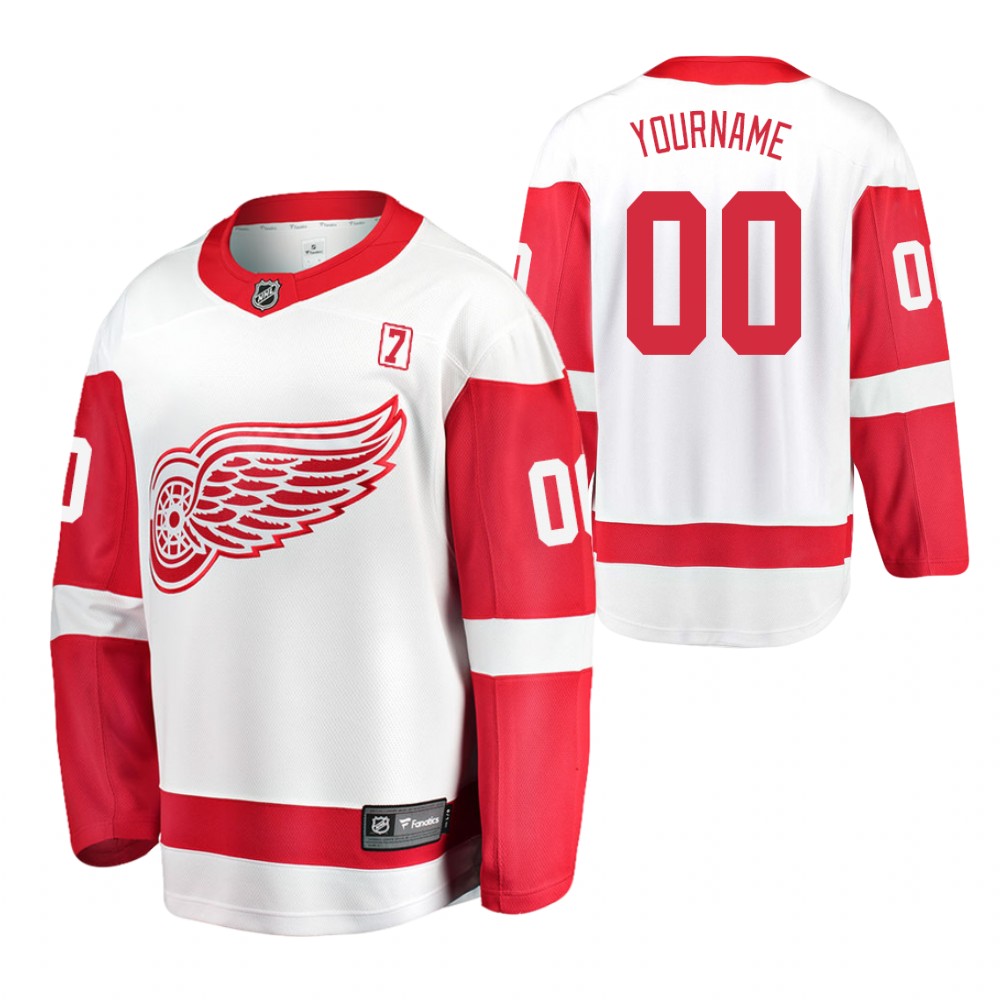 Red Wings Custom White Breakaway Player Away Jersey