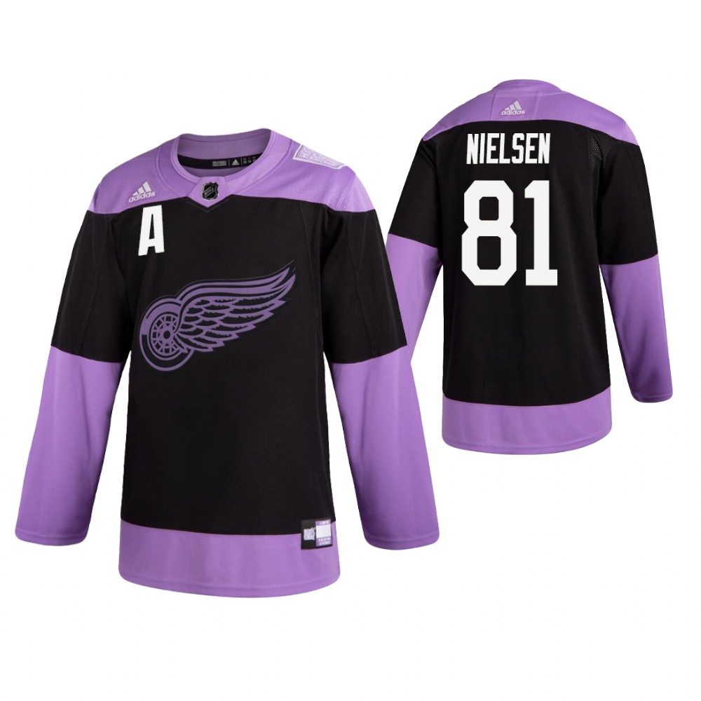 Red Wings Frans Nielsen Black Practice Hockey Fights Cancer Jersey