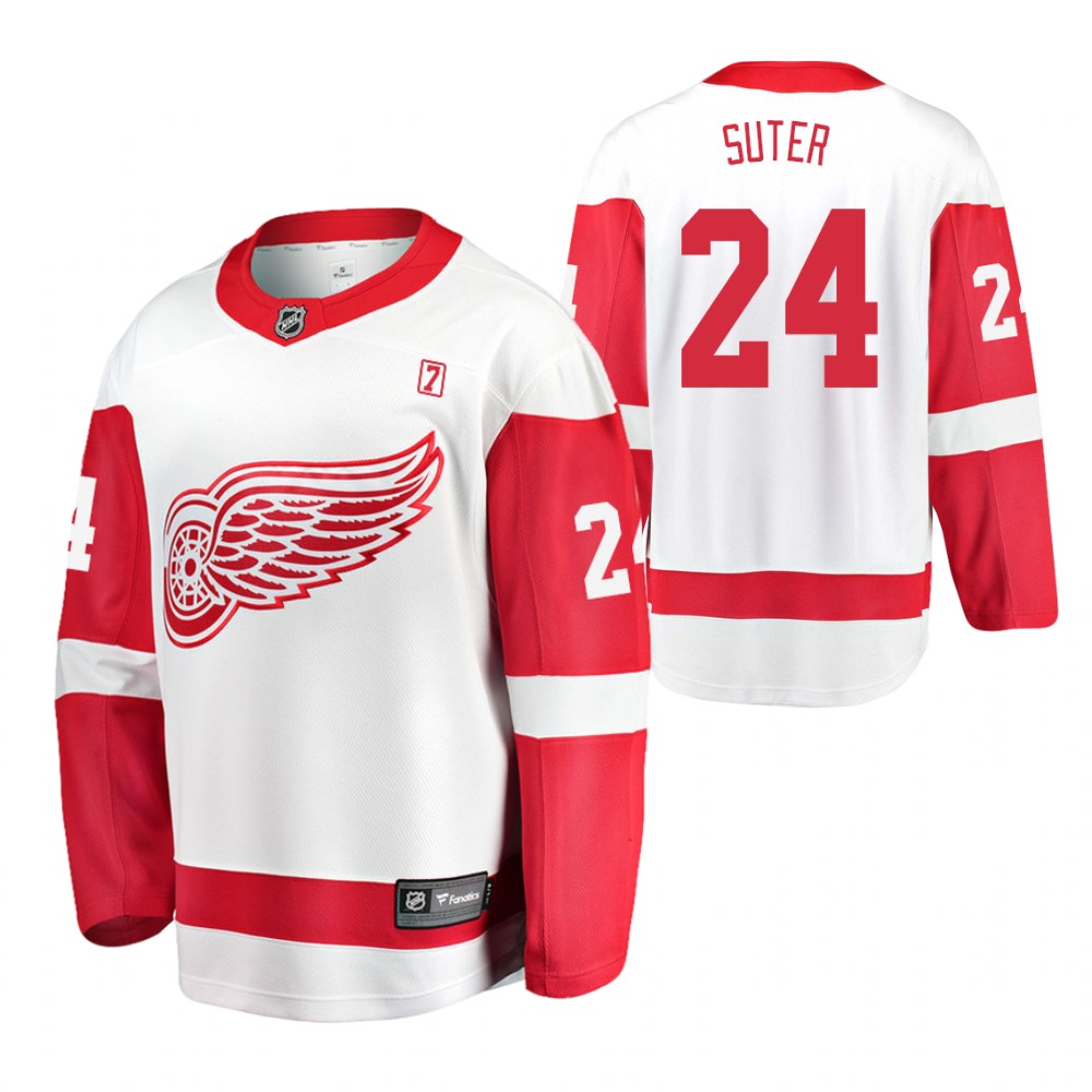 Red Wings Pius Suter Jersey Away White Player Men