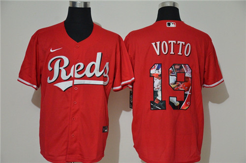 Reds 19 Joey Votto Red Nike Cool Base Player Jersey
