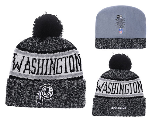 Redskins Black 2018 NFL Sideline Pom Knit Hat YD