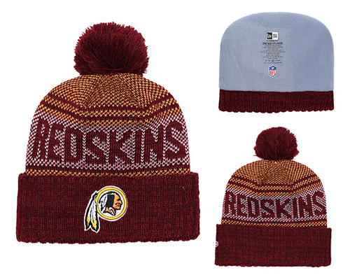 Redskins Fresh Logo Burgundy Pom Knit Hat YD