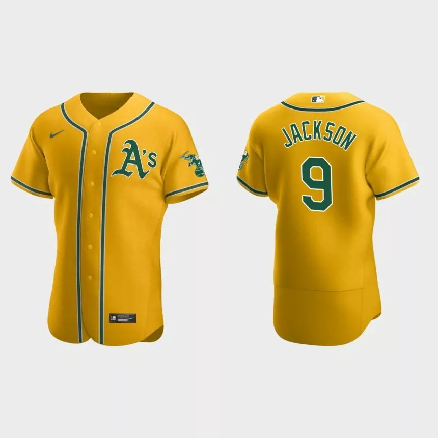 Reggie Jackson #9 Oakland Athletics Authentic Jersey – Gold