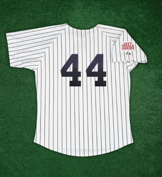 Reggie Jackson 1977 New York Yankees World Series Cooperstown Men's Home Jersey