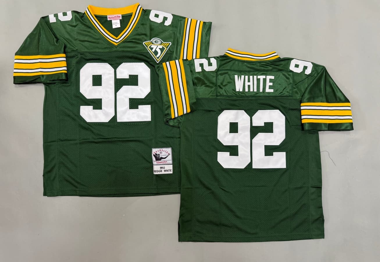 Reggie White #92 Green Bay Packers Stitched  75th   Jersey