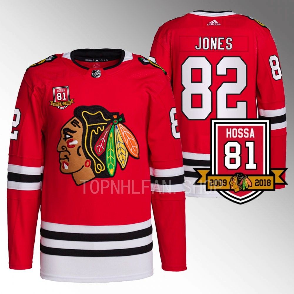 Retirement 81Hossa Patch Chicago Blackhawks Caleb Jones Red Primegreen Jersey men's