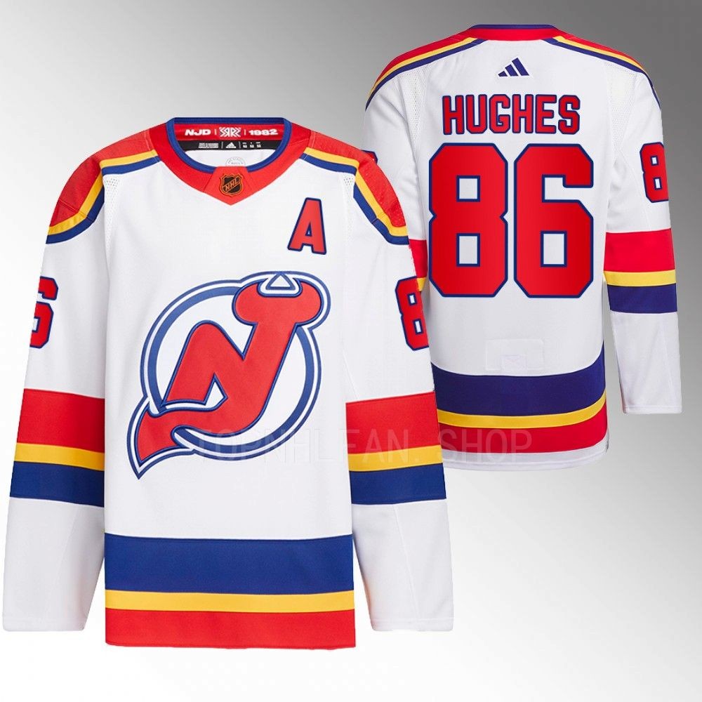 Reverse Retro 2.0 New Jersey Devils Jack Hughes 2022 White Authentic Primegreen Jersey men's