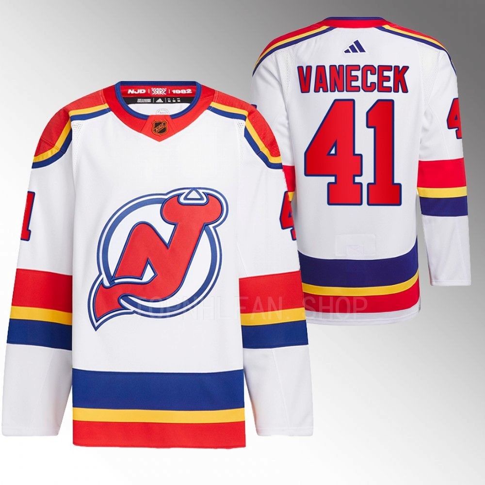 Reverse Retro 2.0 New Jersey Devils Vitek Vanecek 2022 White Authentic Primegreen Jersey men's