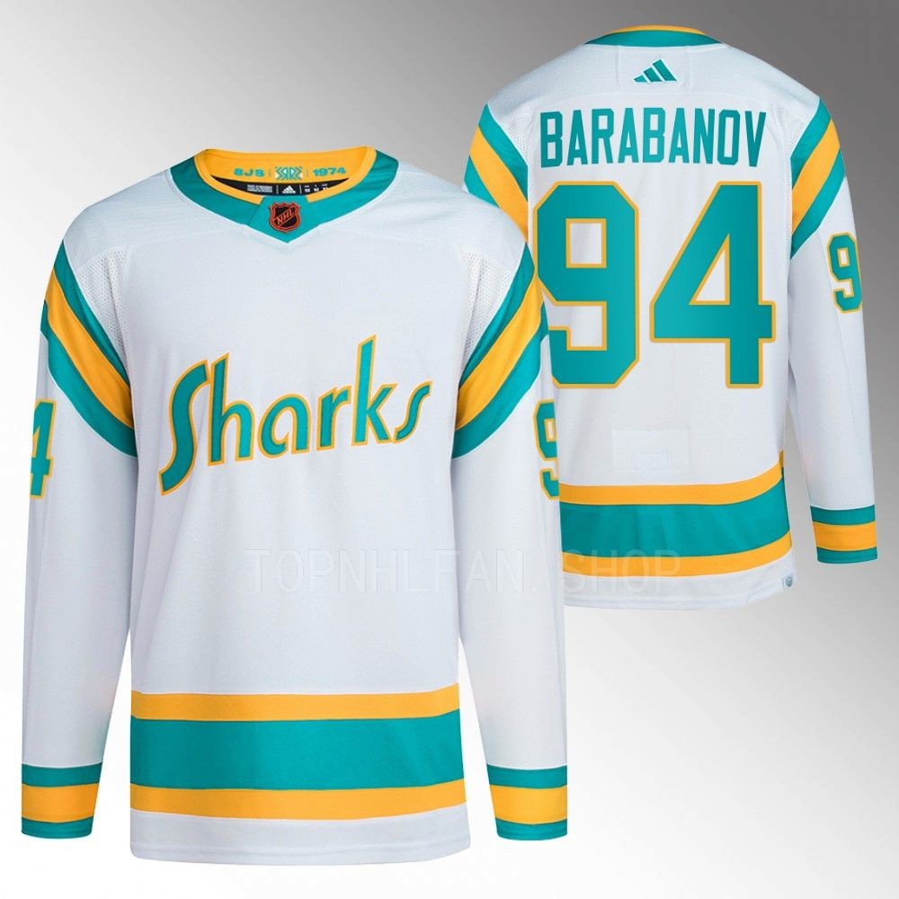 Reverse Retro 2.0 San Jose Sharks Alexander Barabanov 2022 White Authentic Primegreen Jersey men's